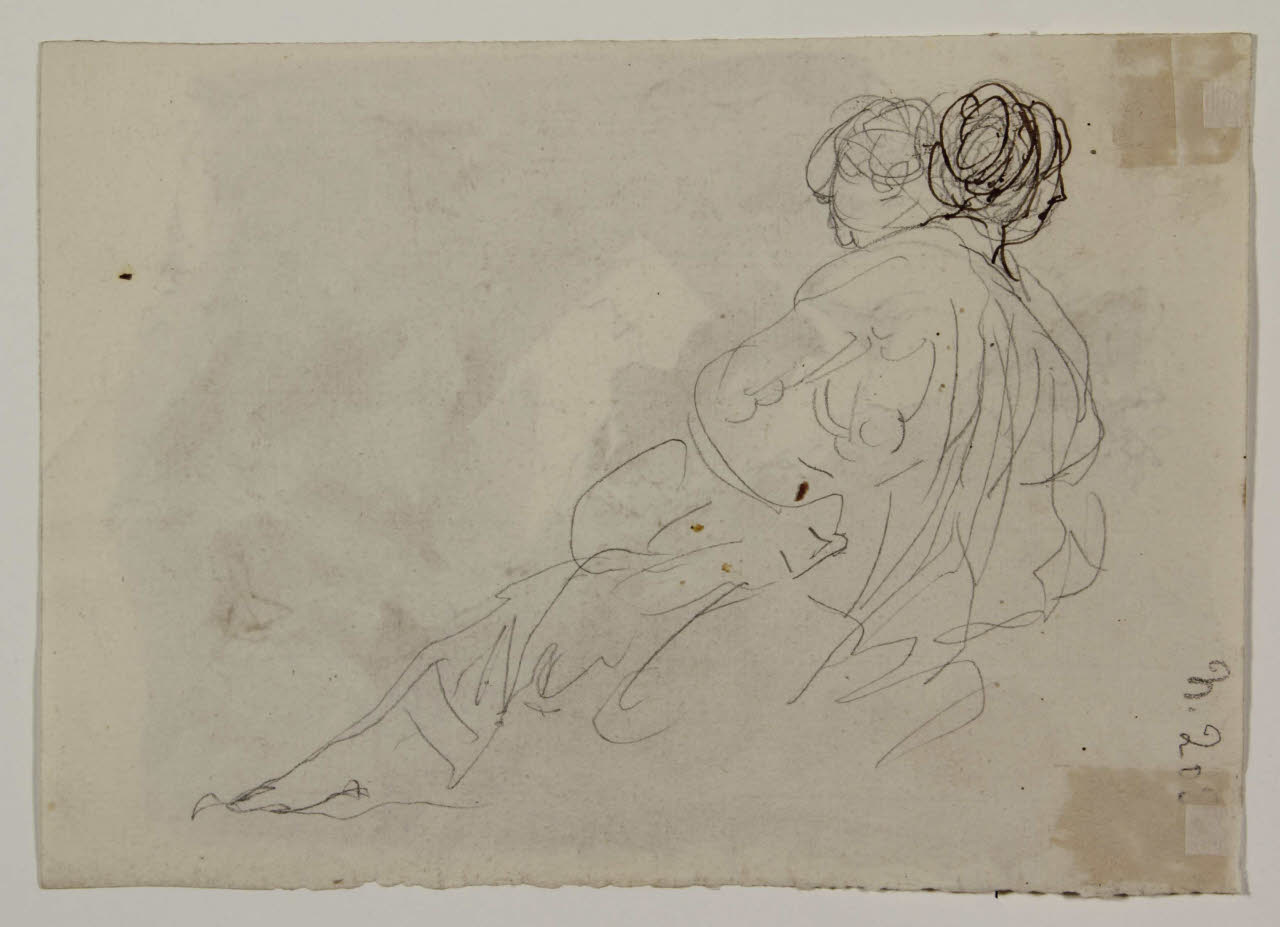 Schizzo di figura adagiata vista di tergo, Schizzo di figura adagiata vista di tergo (disegno) di Bison, Giuseppe Bernardino (secc. XVIII/ XIX)