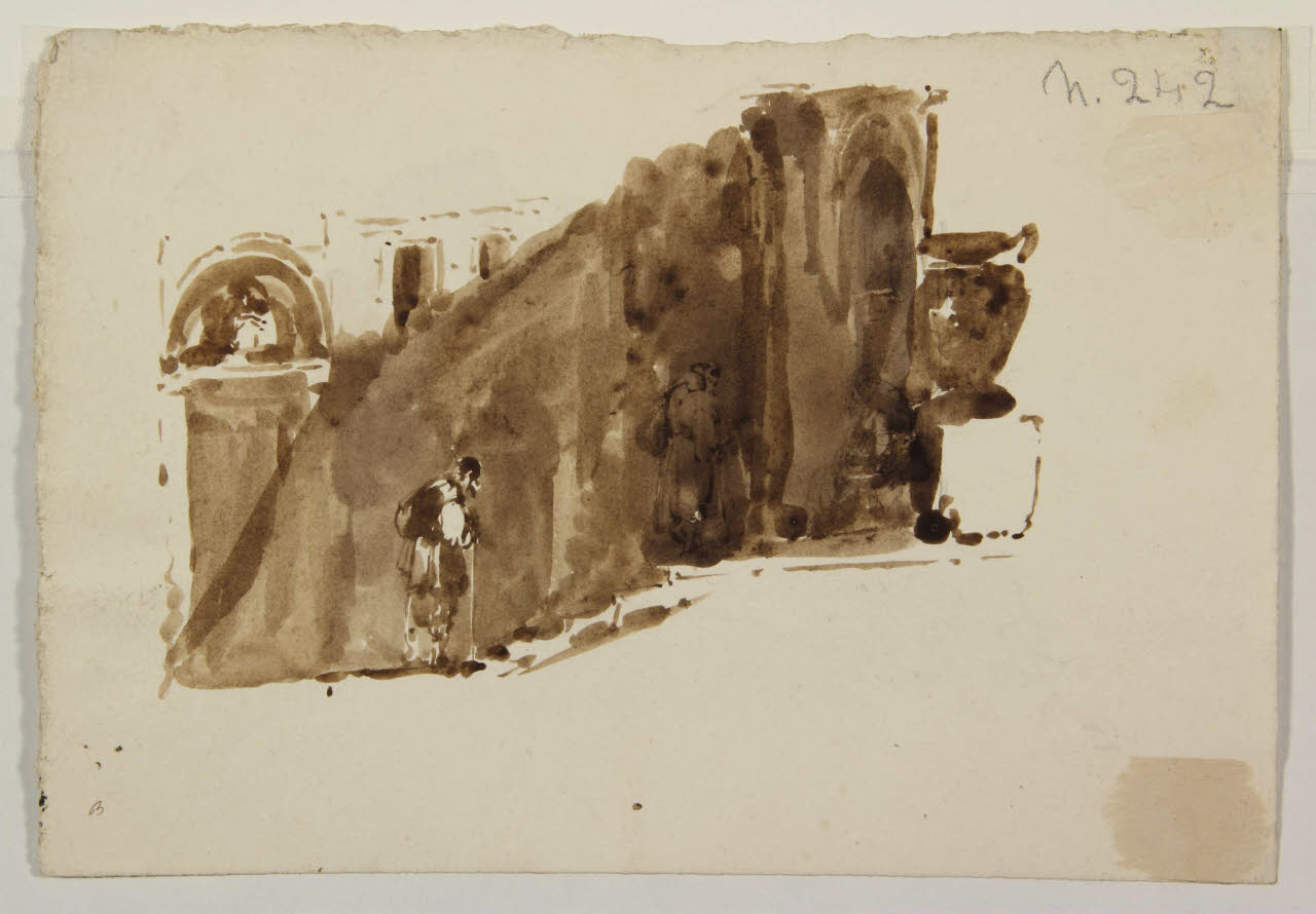 Viandanti immersi in un paesaggio, Viandanti immersi in un paesaggio (disegno) di Bison, Giuseppe Bernardino (secc. XVIII/ XIX)