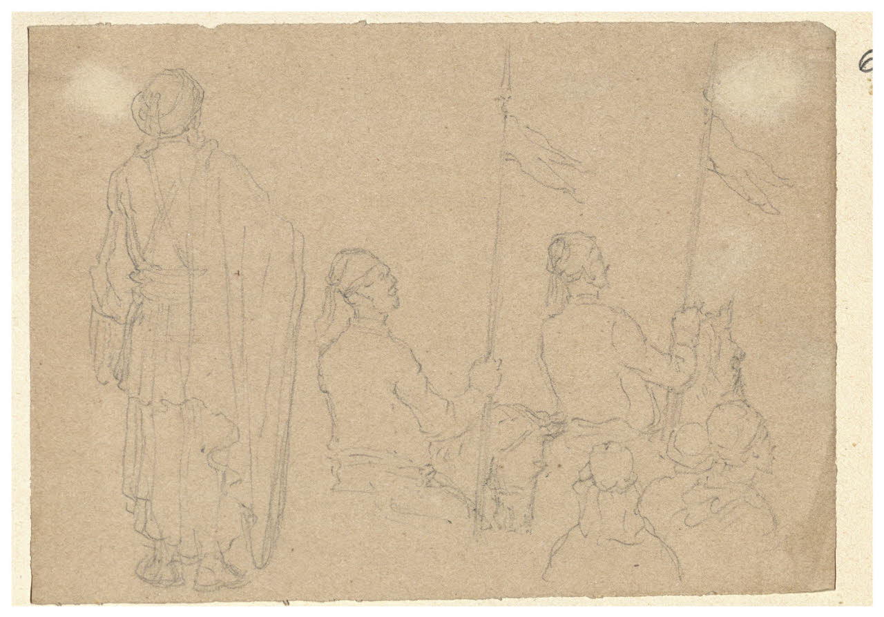 Soldati con bandiera (disegno) di Bettinelli, Luigi (seconda metà sec. XIX)