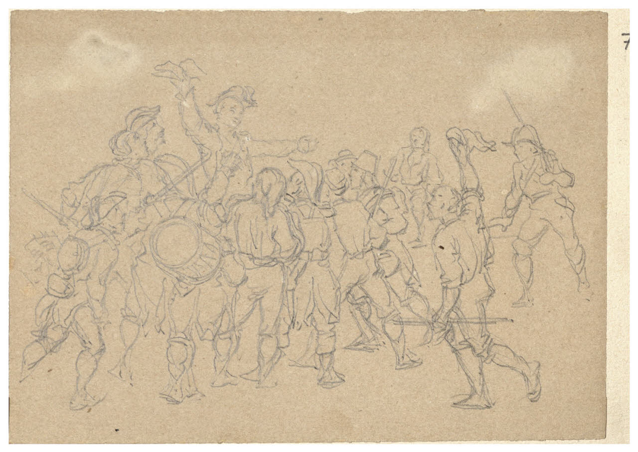 Gruppo di soldati (disegno) di Bettinelli, Luigi (seconda metà sec. XIX)