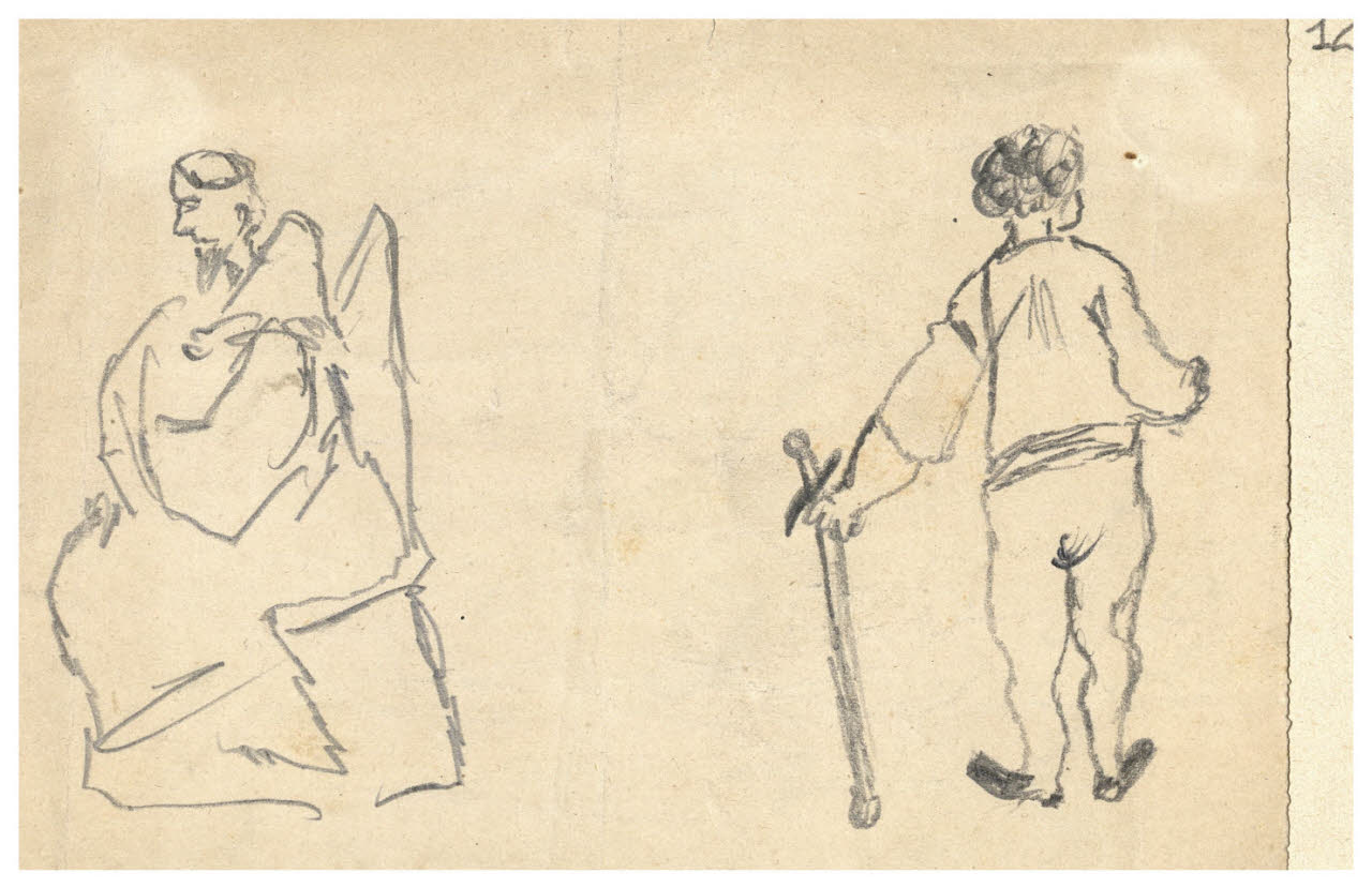 Studio per monaco e ragazzo di spalle (disegno) di Bettinelli, Luigi (seconda metà sec. XIX)