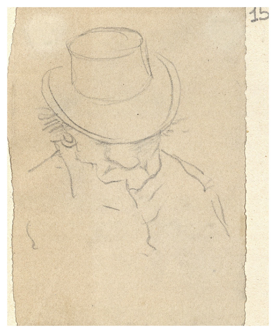 Uomo con cappello (disegno) di Bettinelli, Luigi (seconda metà sec. XIX)