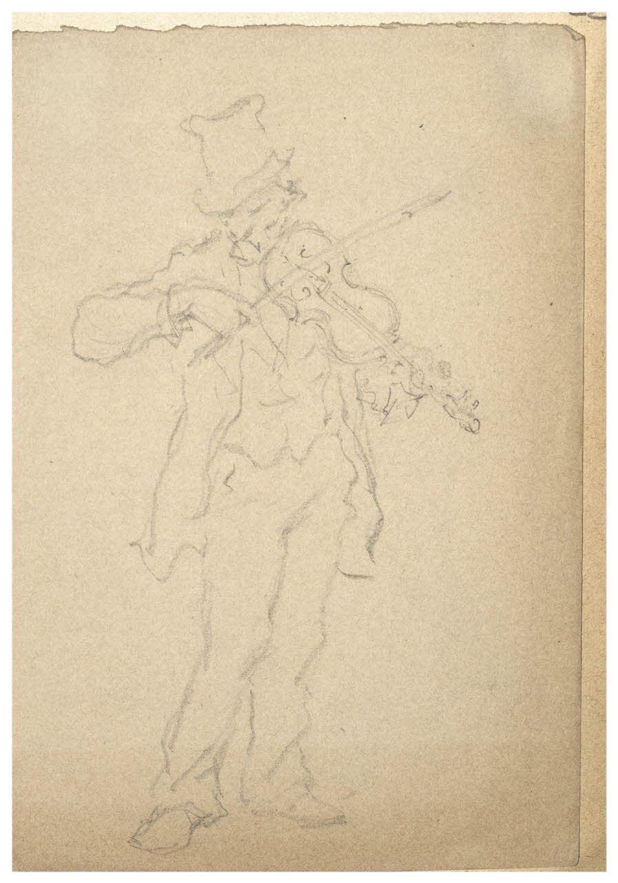 Uomo che suona il violino (disegno) di Bettinelli, Luigi (seconda metà sec. XIX)