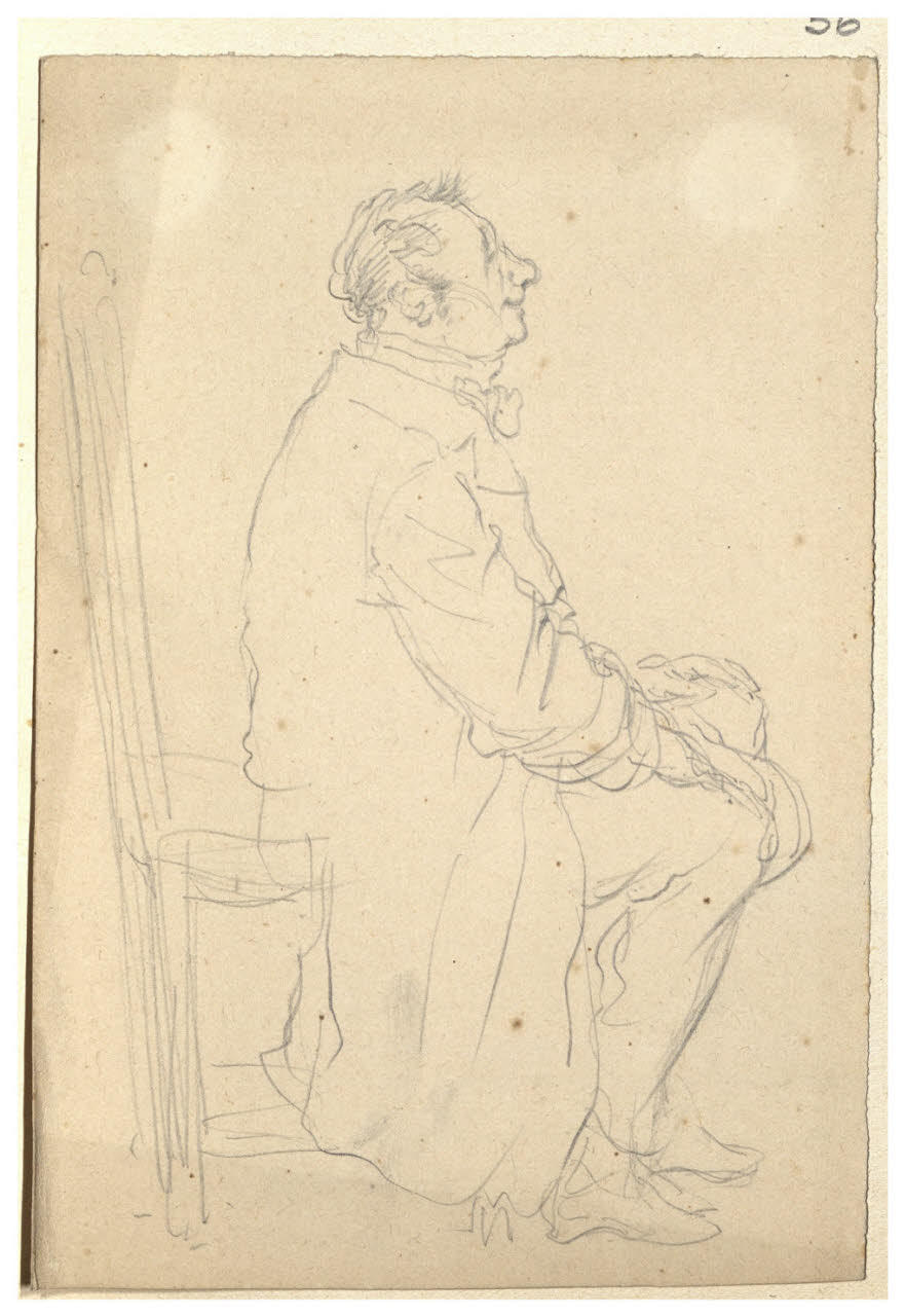 Figura maschile seduta (disegno) di Bettinelli, Luigi (seconda metà sec. XIX)