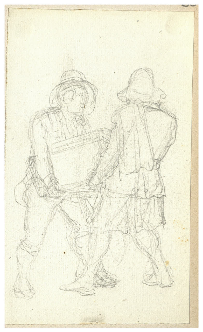 Uomini che portano un carico (disegno) di Bettinelli, Luigi (seconda metà sec. XIX)