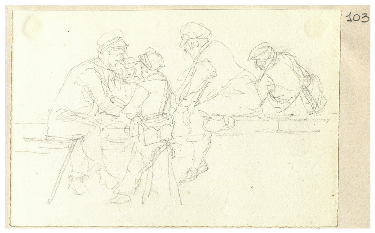 Figure maschili in atteggiamenti vari (disegno) di Bettinelli, Luigi (seconda metà sec. XIX)