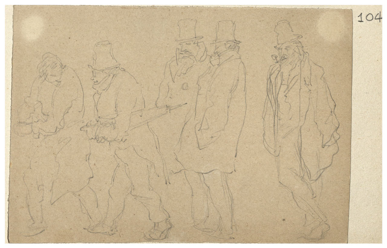 Figure maschili in atteggiamenti vari (disegno) di Bettinelli, Luigi (seconda metà sec. XIX)