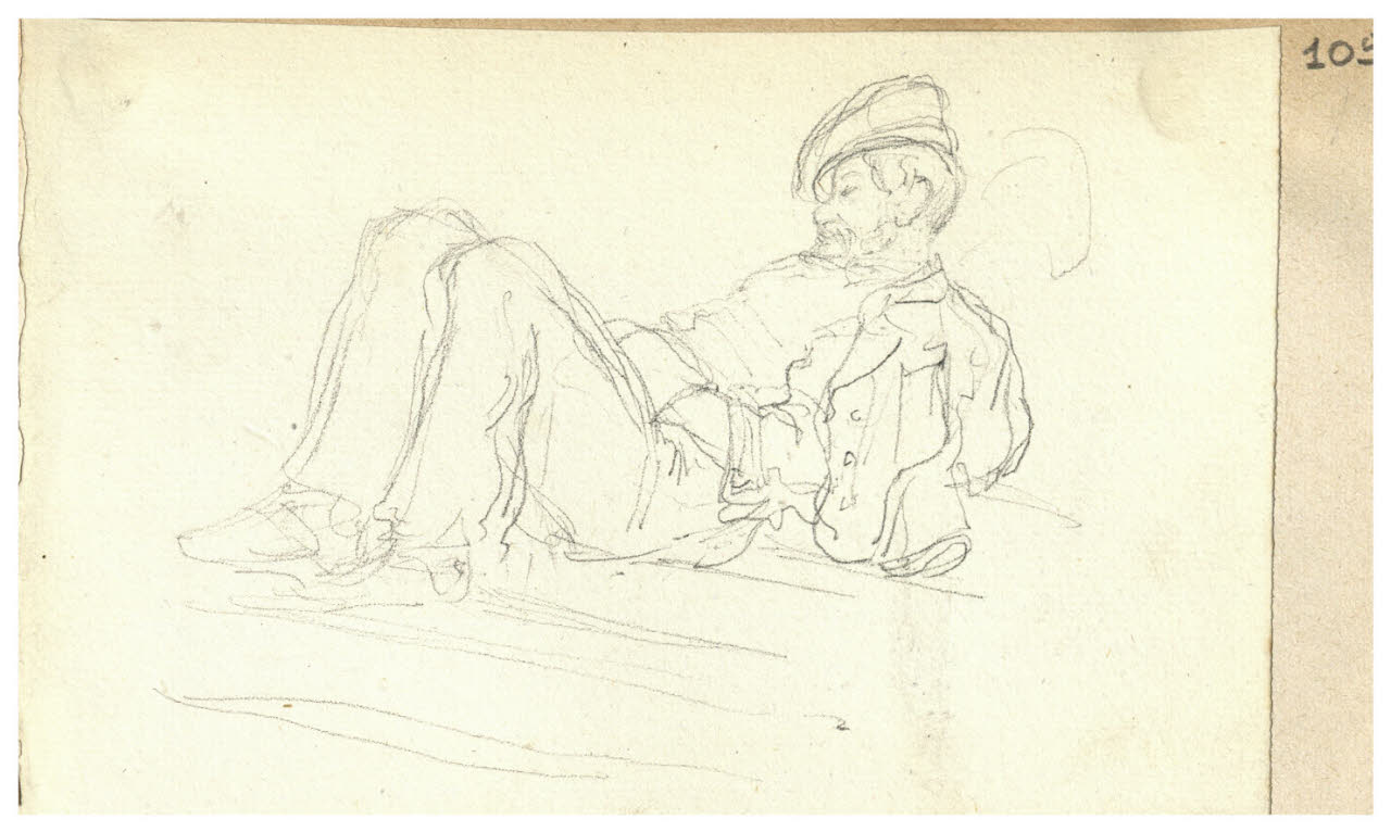 Uomo sdraiato (disegno) di Bettinelli, Luigi (seconda metà sec. XIX)