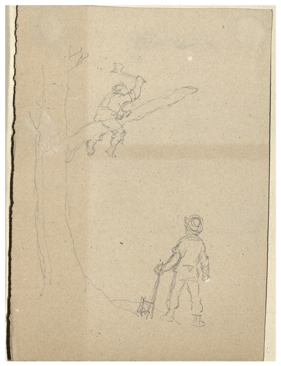 Due taglialegna (disegno) di Bettinelli, Luigi (seconda metà sec. XIX)