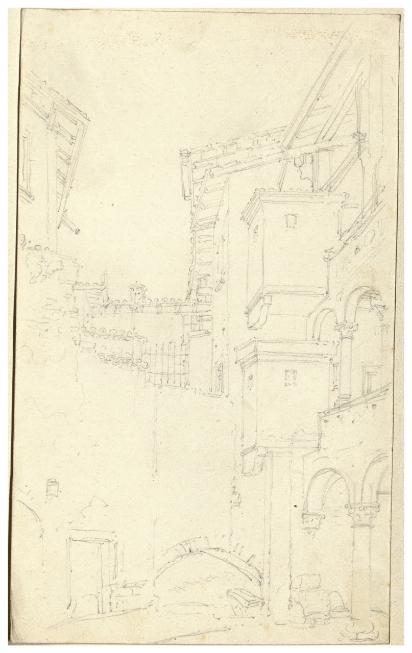 Scorcio di palazzo (disegno) di Bettinelli, Luigi (seconda metà sec. XIX)