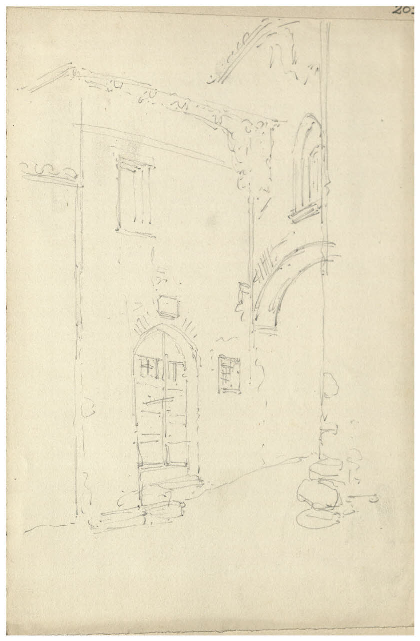 Scorcio di strada (disegno) di Bettinelli, Luigi (seconda metà sec. XIX)