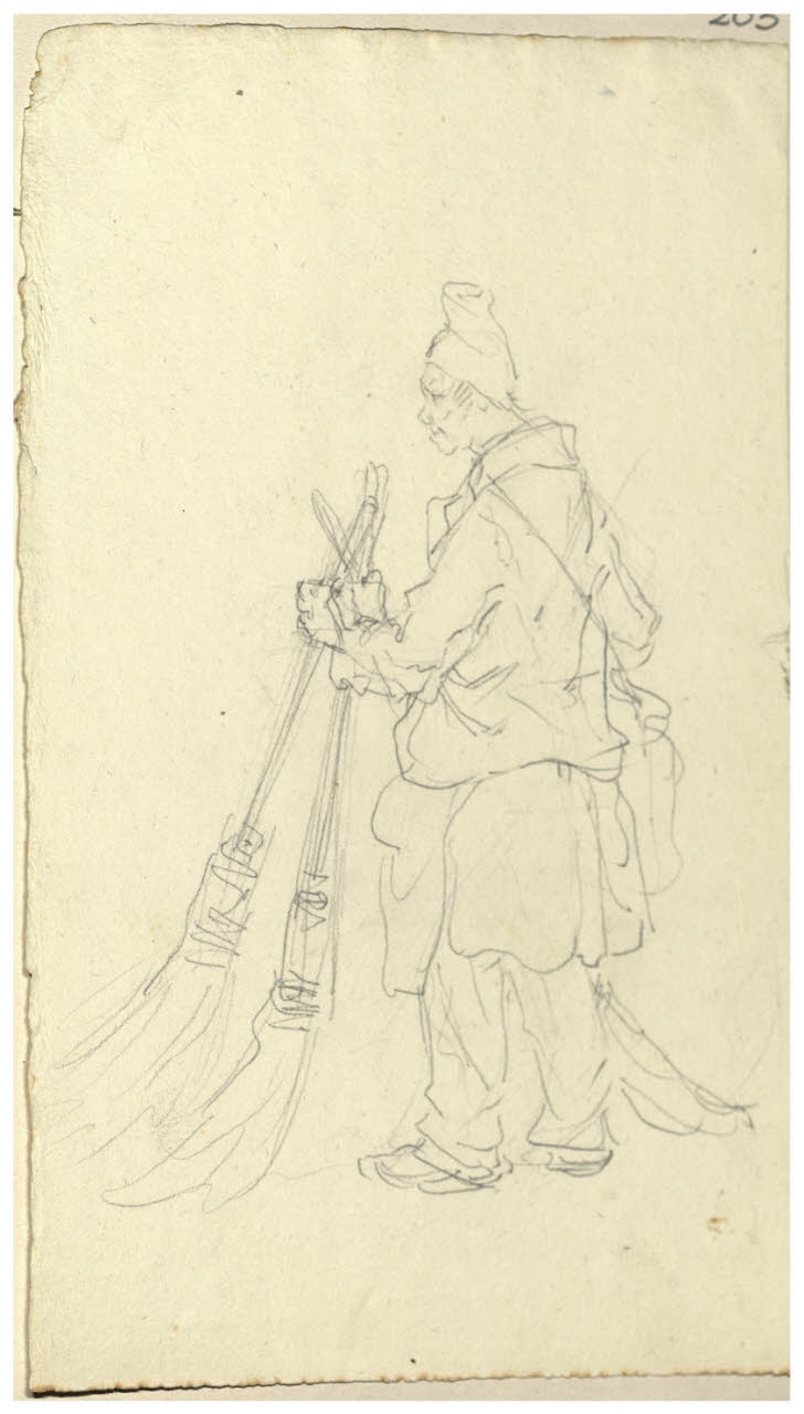 Figura maschile con ramazze (disegno) di Bettinelli, Luigi (seconda metà sec. XIX)