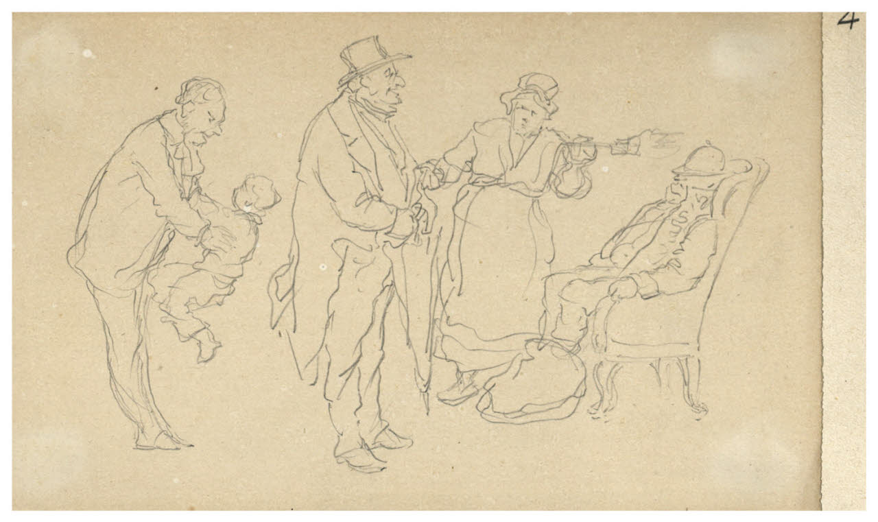 Donne che pregano ed altre figure (disegno) di Bettinelli, Luigi (seconda metà sec. XIX)