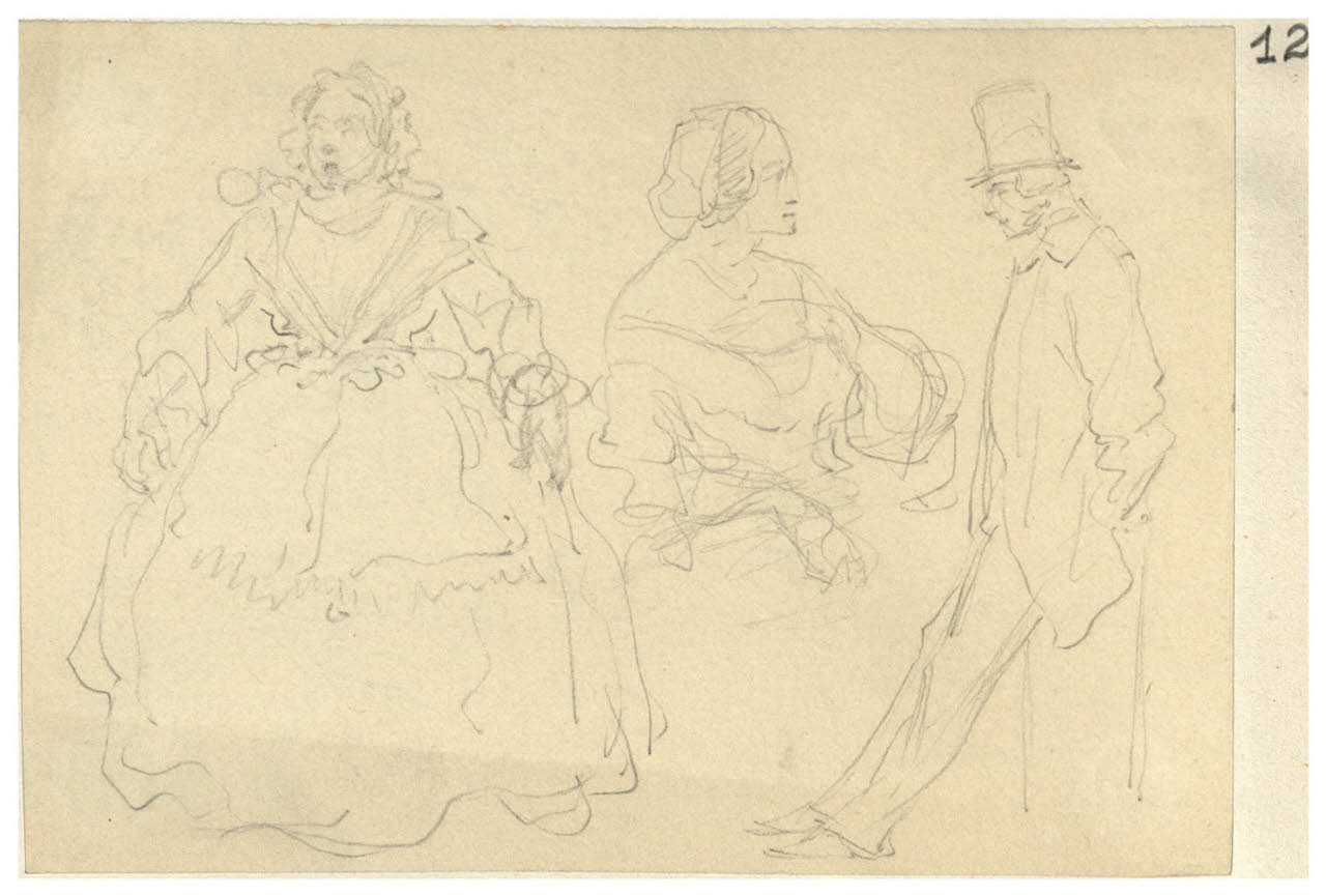 Figure femminili e maschili (disegno) di Bettinelli, Luigi (seconda metà sec. XIX)