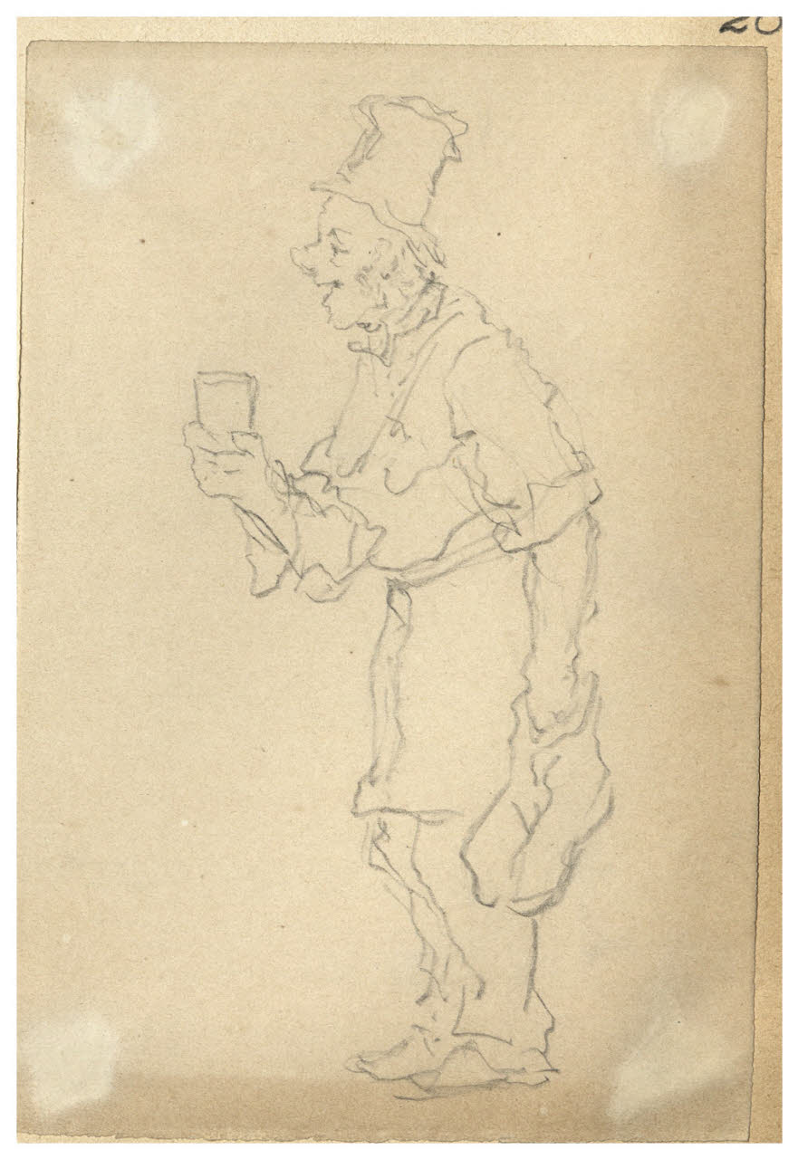 Uomo con bicchiere (disegno) di Bettinelli, Luigi (seconda metà sec. XIX)