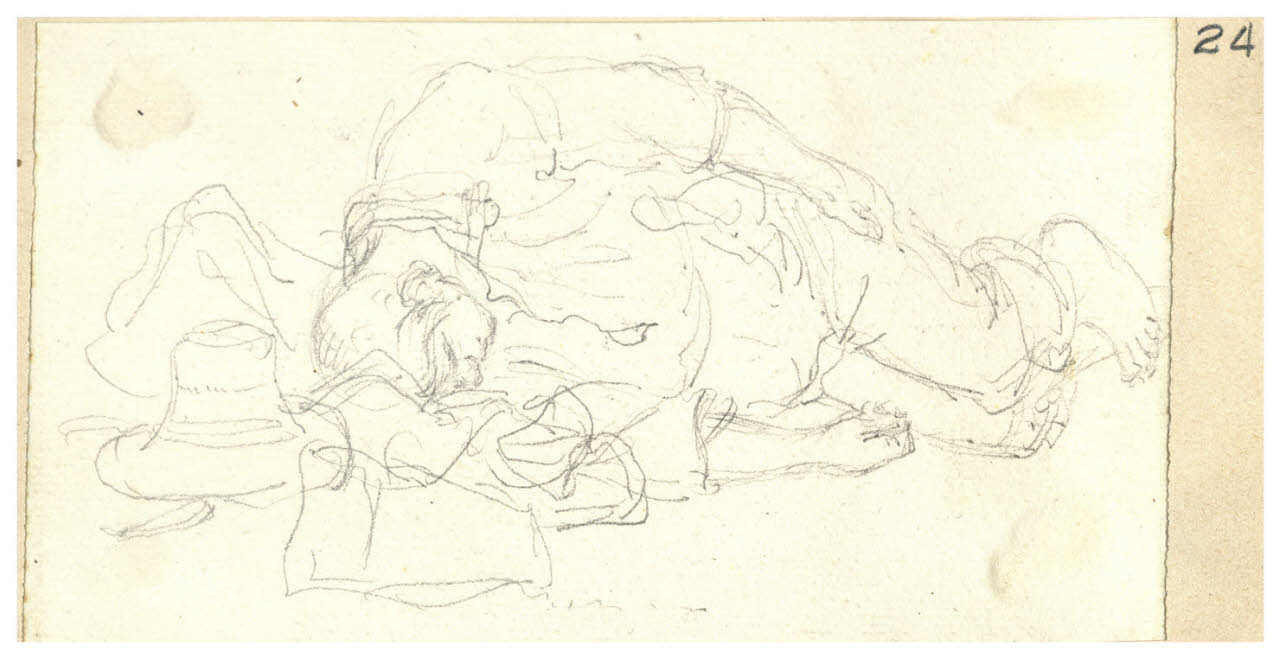 Uomo che dorme (disegno) di Bettinelli, Luigi (seconda metà sec. XIX)