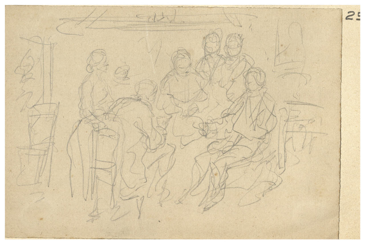 Schizzi di figure in conversazione (disegno) di Bettinelli, Luigi (seconda metà sec. XIX)