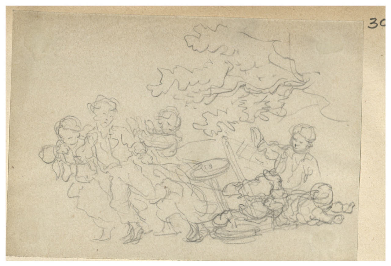 Bimbi che giocano (disegno) di Bettinelli, Luigi (seconda metà sec. XIX)