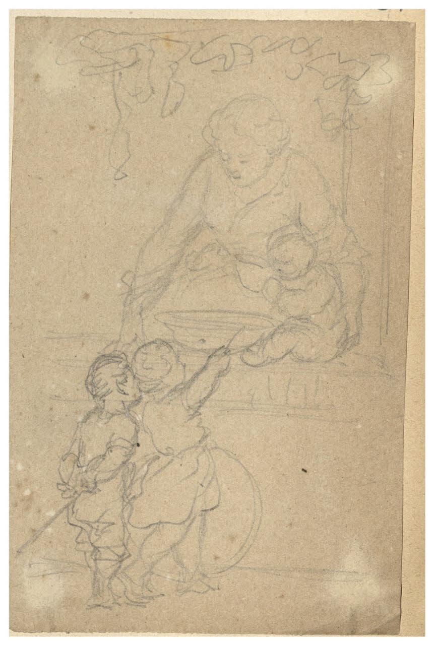 Madre e bambini (disegno) di Bettinelli, Luigi (seconda metà sec. XIX)