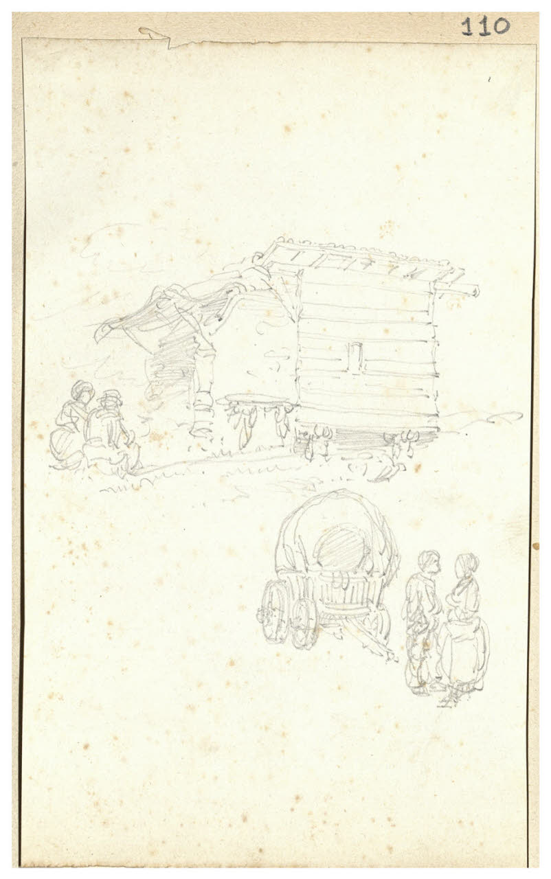 Casolare e figure (disegno) di Bettinelli, Luigi (seconda metà sec. XIX)