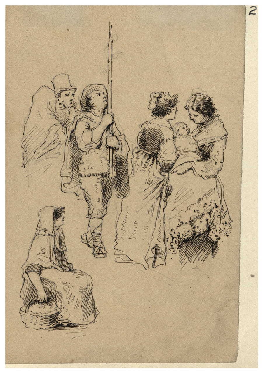 Figure in vari atteggiamenti (disegno) di Bettinelli, Luigi (seconda metà sec. XIX)