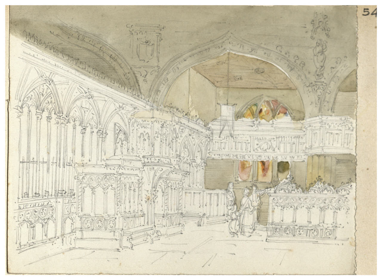 Interno di basilica (disegno) di Bettinelli, Luigi (seconda metà sec. XIX)