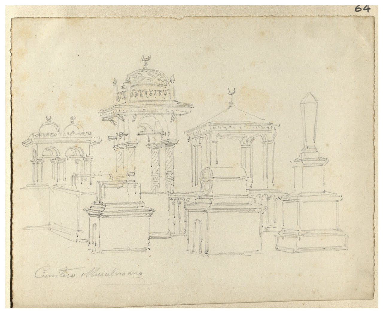 Cimitero mussulmano (disegno) di Bettinelli, Luigi (seconda metà sec. XIX)