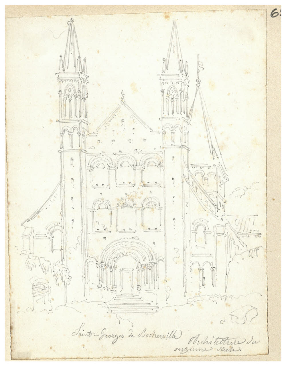 Chiesa (saint-George de Bocherville…) (disegno) di Bettinelli, Luigi (seconda metà sec. XIX)