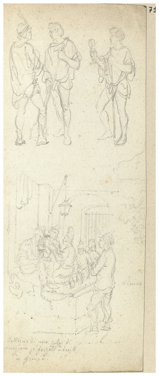 Figure e interno (Interno di una sala di correzione…) (disegno) di Bettinelli, Luigi (seconda metà sec. XIX)