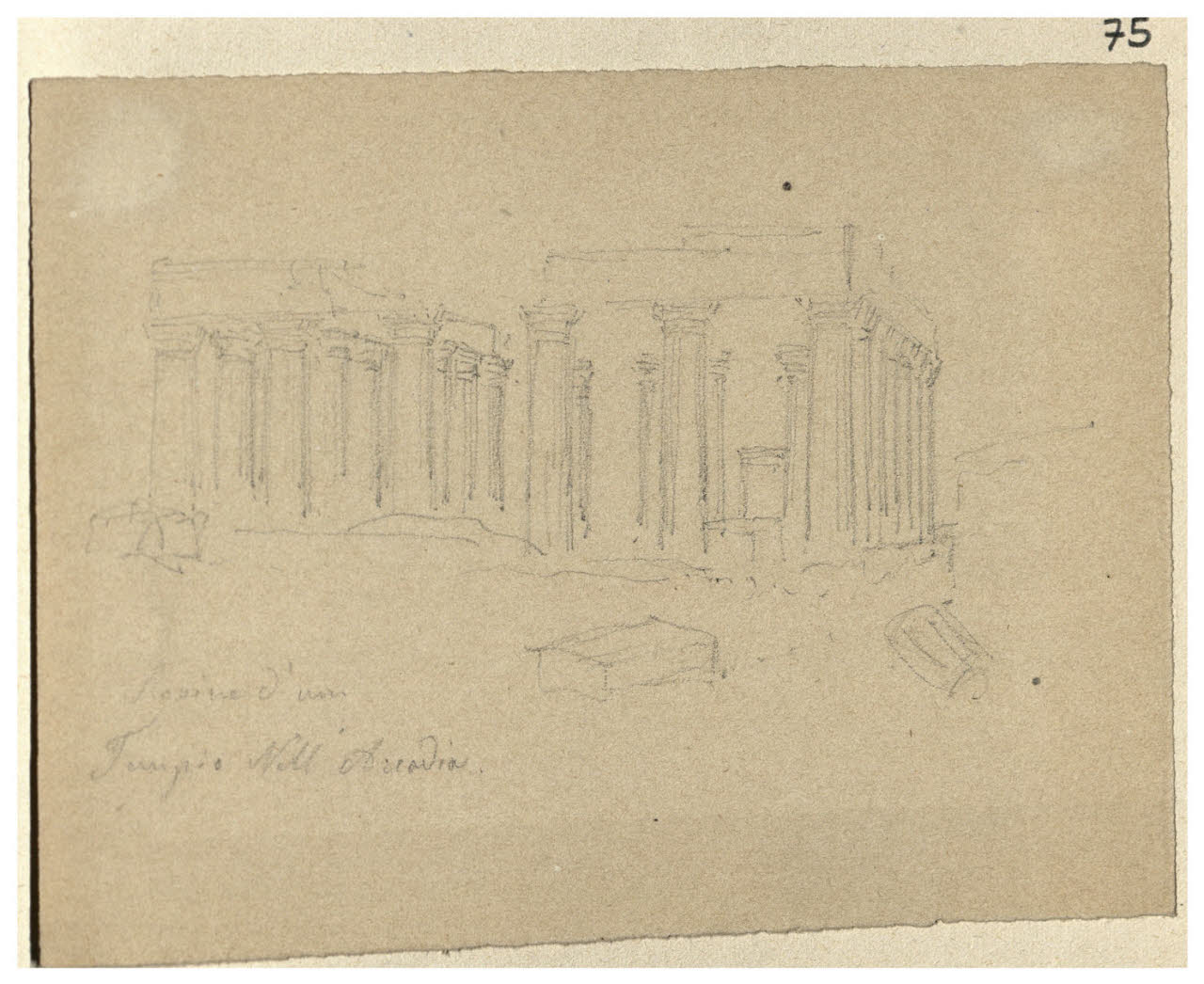 Rovine d'un tempio nell'Arcadia (disegno) di Bettinelli, Luigi (seconda metà sec. XIX)