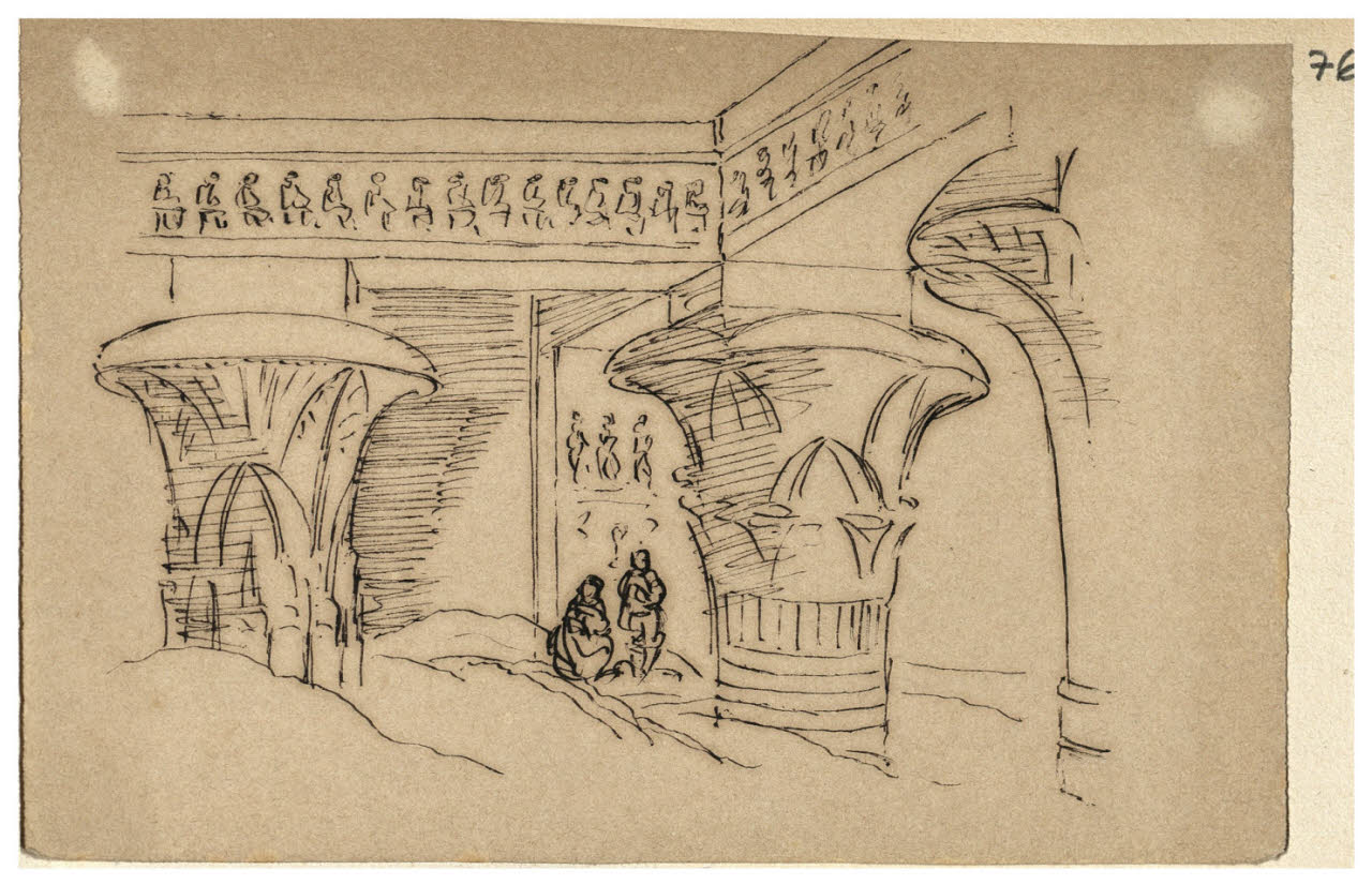 Tempio con figure (?) (disegno) di Bettinelli, Luigi (seconda metà sec. XIX)