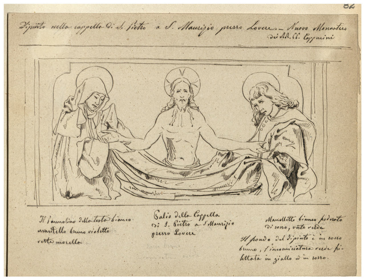 Dipinto nella Cappella di S. Pietro a S. Maurizio presso Lovere… (disegno) di Bettinelli, Luigi (seconda metà sec. XIX)