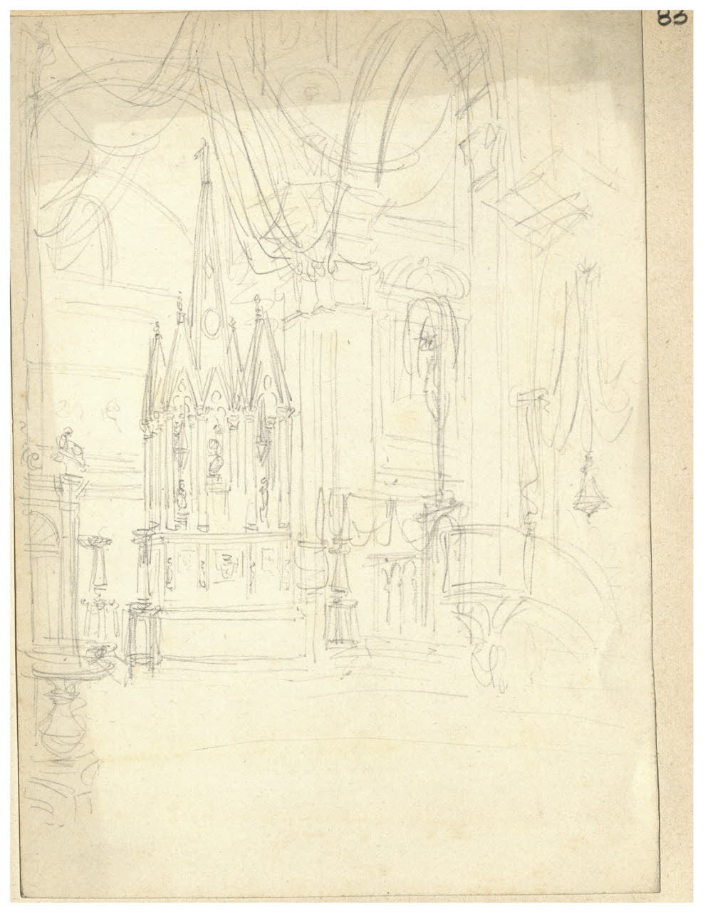 Altare all'interno di una chiesa (disegno) di Bettinelli, Luigi (seconda metà sec. XIX)