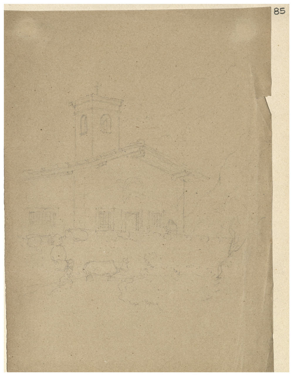 Casa con torre (disegno) di Bettinelli, Luigi (seconda metà sec. XIX)