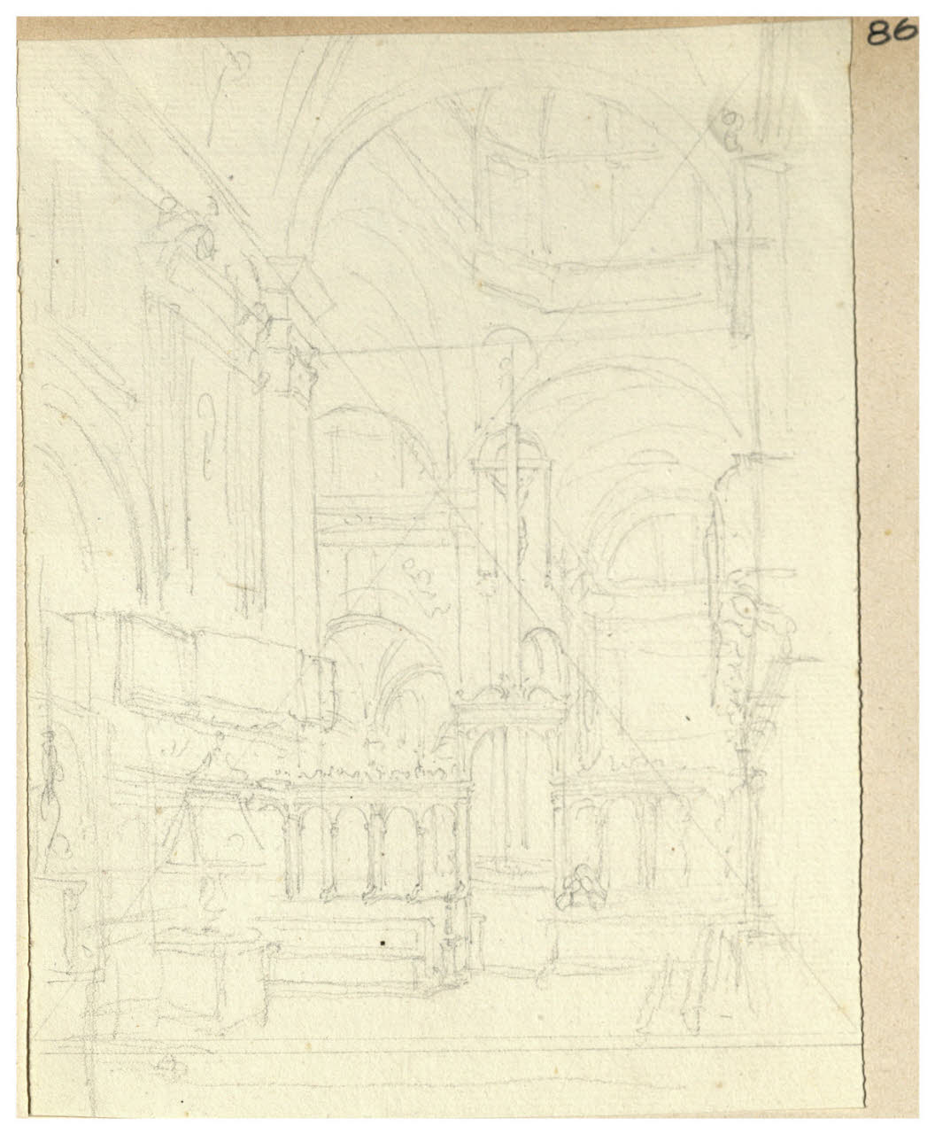 Interno in prospettiva (disegno) di Bettinelli, Luigi (seconda metà sec. XIX)