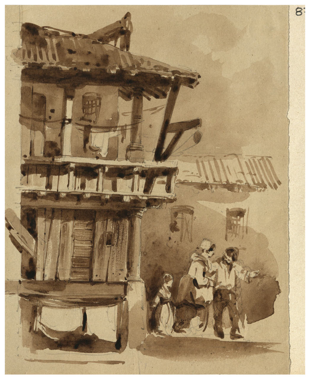 Casa con figure (disegno) di Bettinelli, Luigi (seconda metà sec. XIX)