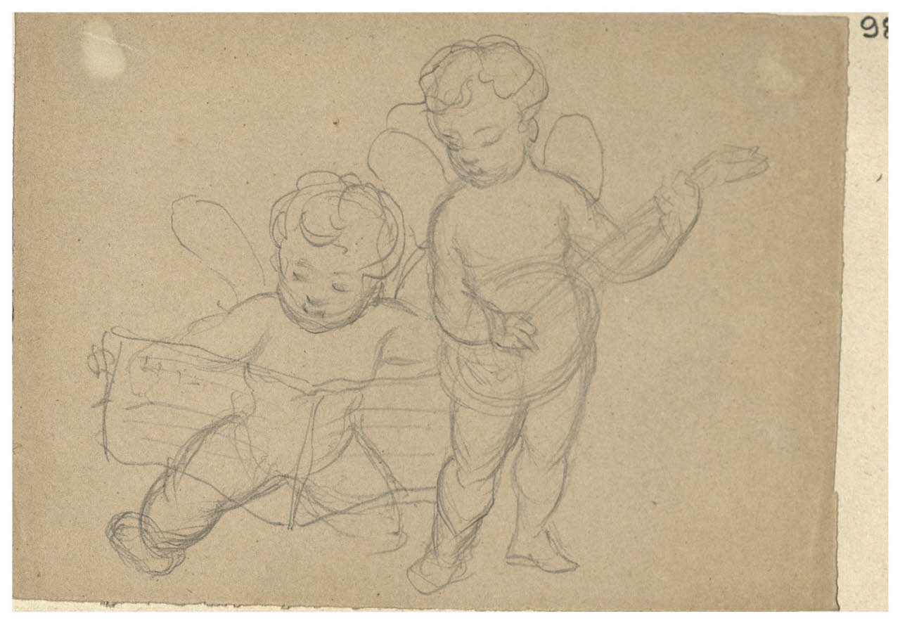 Putti musicanti (disegno) di Bettinelli, Luigi (seconda metà sec. XIX)