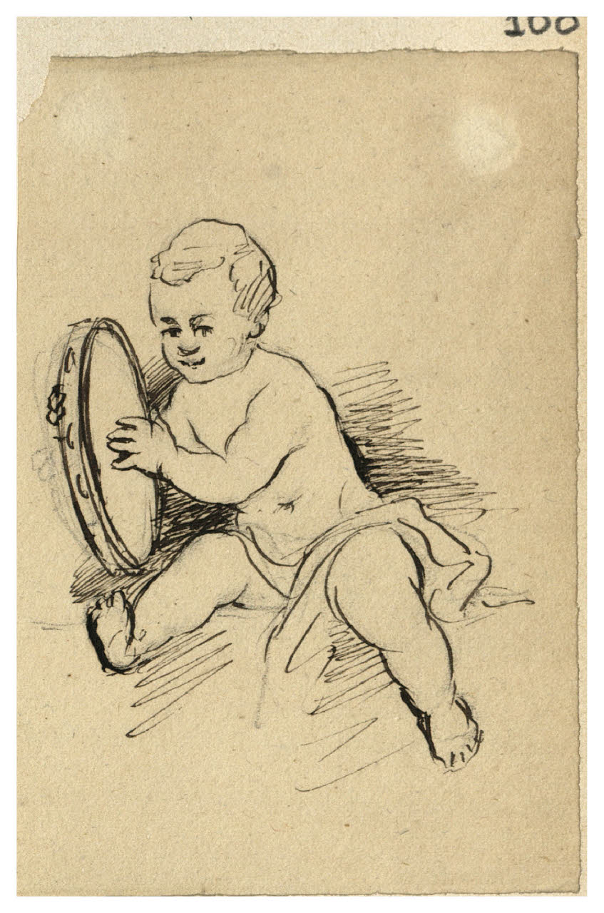 Bimbo (?) con tamburello (disegno) di Bettinelli, Luigi (seconda metà sec. XIX)