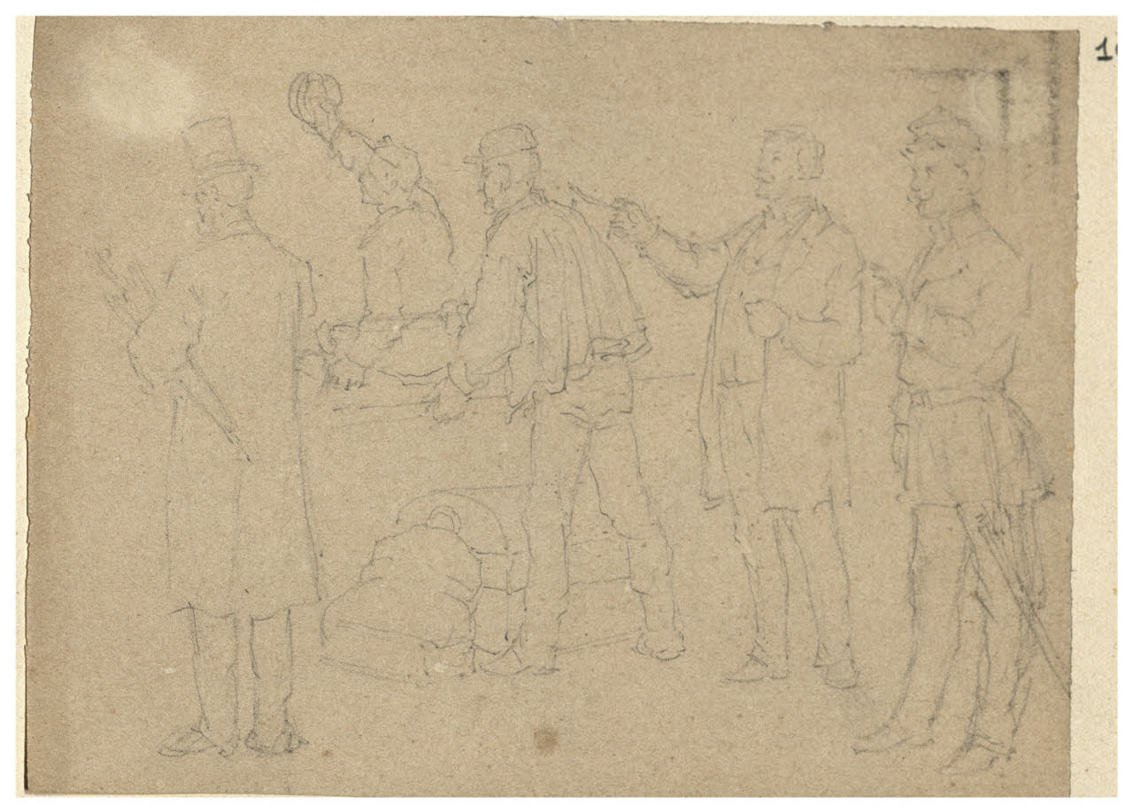 Diverse figure maschili (disegno) di Bettinelli, Luigi (seconda metà sec. XIX)