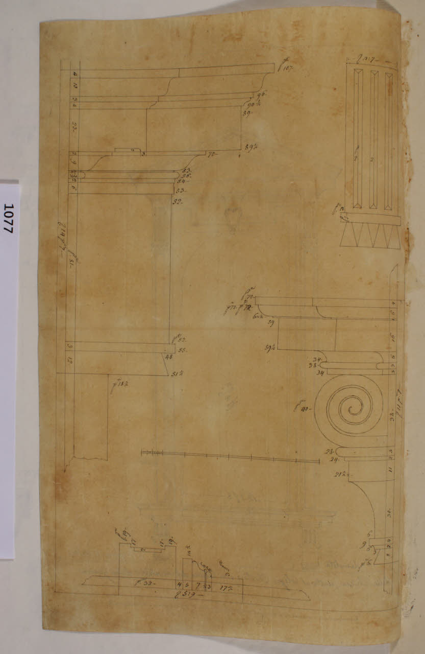 Dettagli architettonici e decorativi (disegno) di Piermarini, Giuseppe (bottega) (ultimo quarto sec. XVIII)