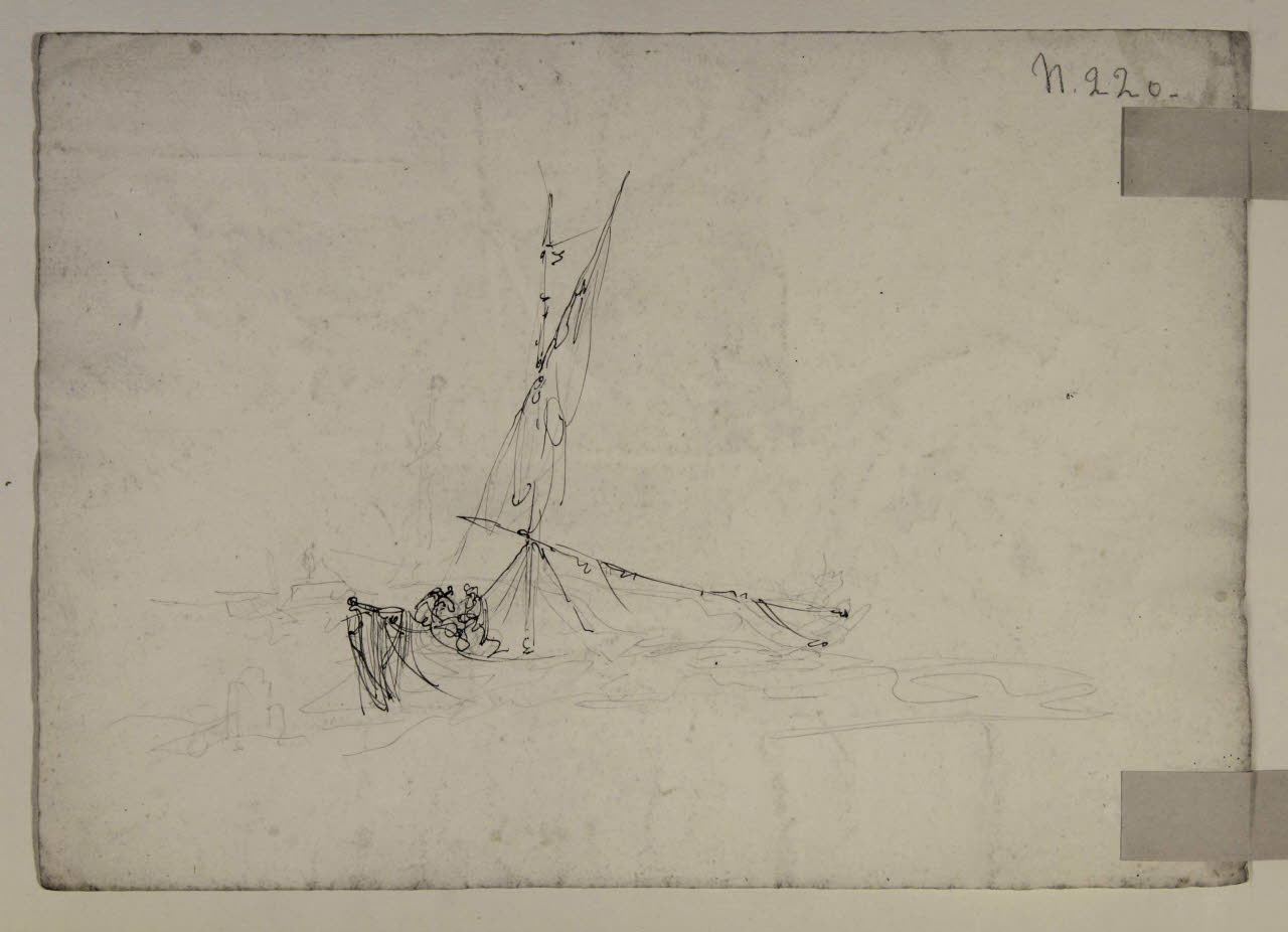 Abbozzo di barche con figure a bordo, Abbozzo di barche con figure a bordo (disegno) di Bison, Giuseppe Bernardino (secc. XVIII/ XIX)