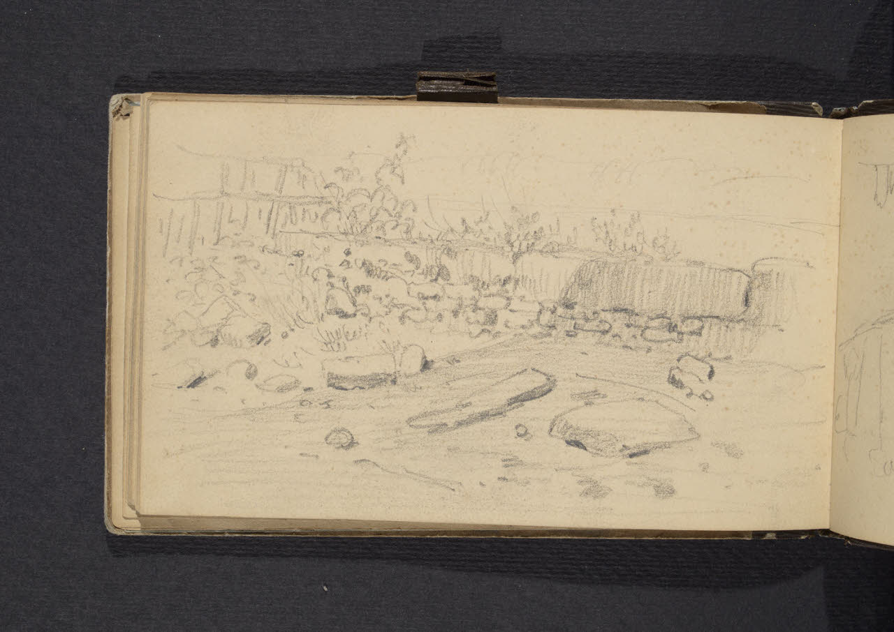 Album n. 1. Paesaggio con torrente (disegno) di Canella, Giuseppe (prima metà sec. XIX)