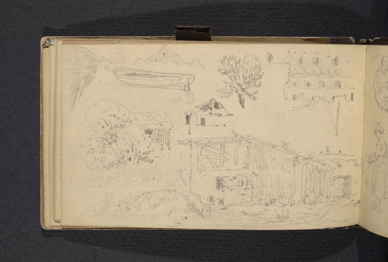 Album n. 1. Studio di rustico e barca (disegno) di Canella, Giuseppe (prima metà sec. XIX)