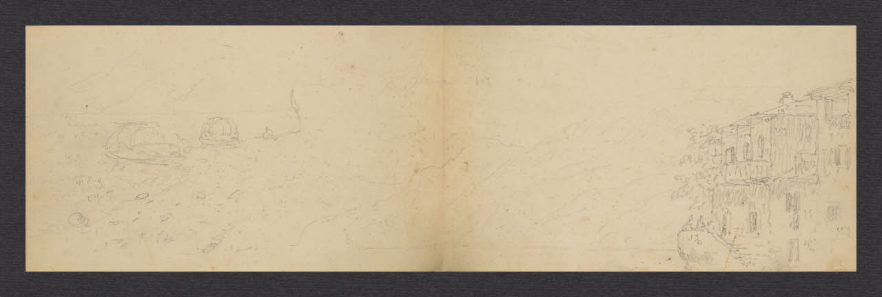 Album n. 1. Studio di paese con montagne (disegno) di Canella, Giuseppe (prima metà sec. XIX)