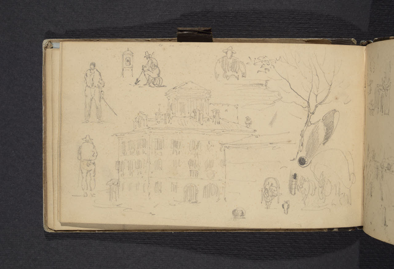 Album n. 1. Casa padronale con figurine (disegno) di Canella, Giuseppe (prima metà sec. XIX)