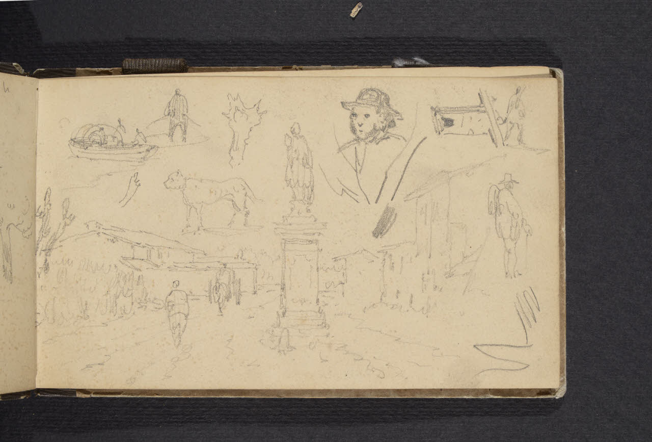 Album n. 1. Monumento di paese e figurine (disegno) di Canella, Giuseppe (prima metà sec. XIX)