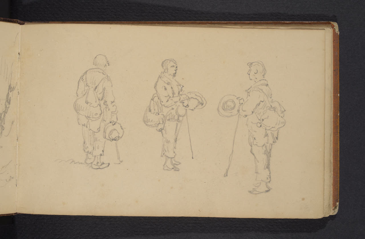 Album n. 3 - Lago di Como e di Lecco. Tre figure con Zaino (disegno) di Canella, Giuseppe (prima metà sec. XIX)