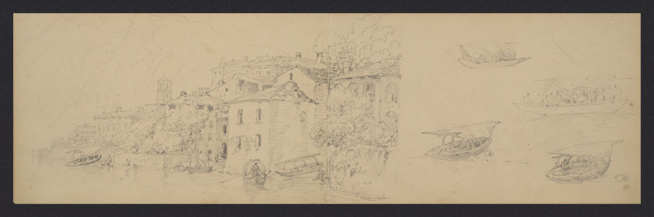 Album n. 3 - Lago di Como e di Lecco. Sala; barche (disegno) di Canella, Giuseppe (prima metà sec. XIX)