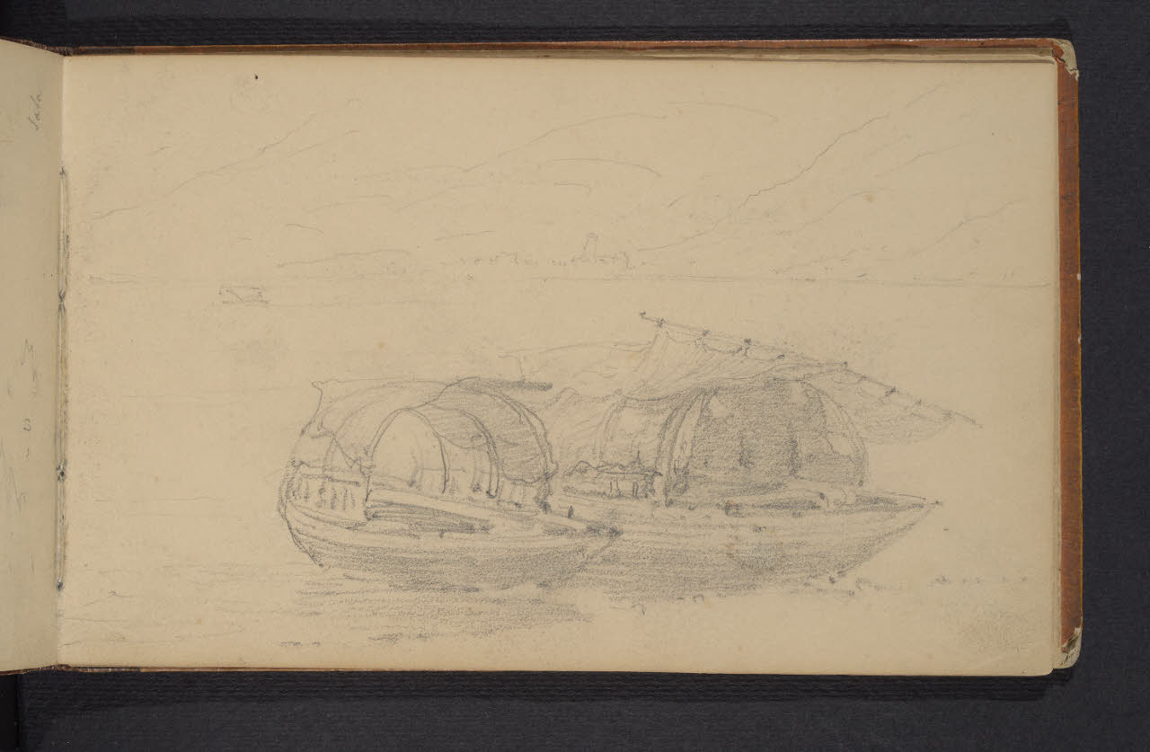 Album n. 3 - Lago di Como e di Lecco. Barche sul lago (disegno) di Canella, Giuseppe (prima metà sec. XIX)