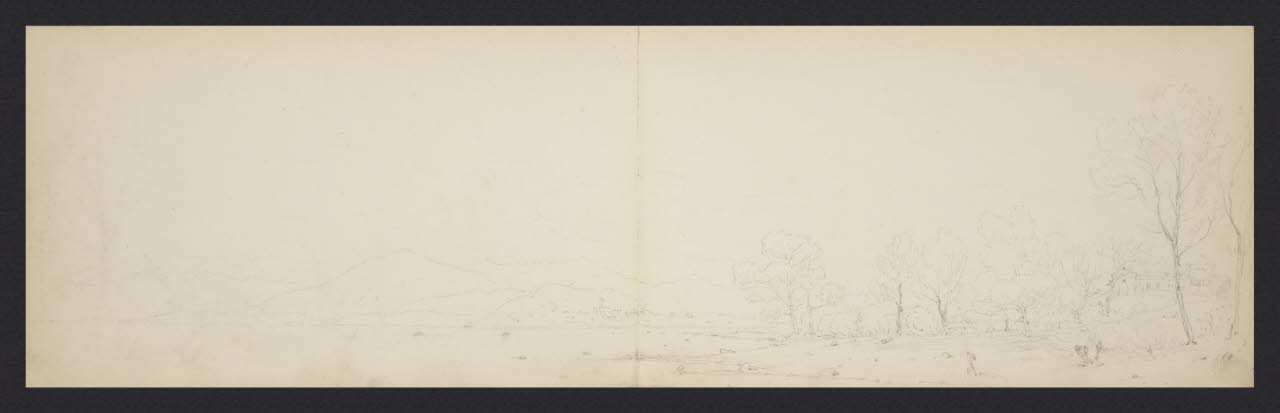 Album n. 4 (Ranco, Suna, Cannobio). Riva di lago e figurina (disegno) di Canella, Giuseppe (prima metà sec. XIX)